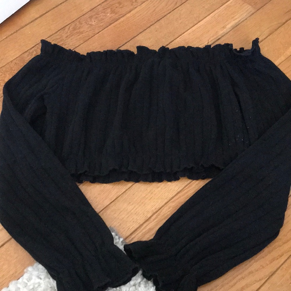 Off the shoulder black crop top